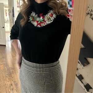 Vintage Christmas Tinsel Statement Necklace Festive Holiday Maximalist